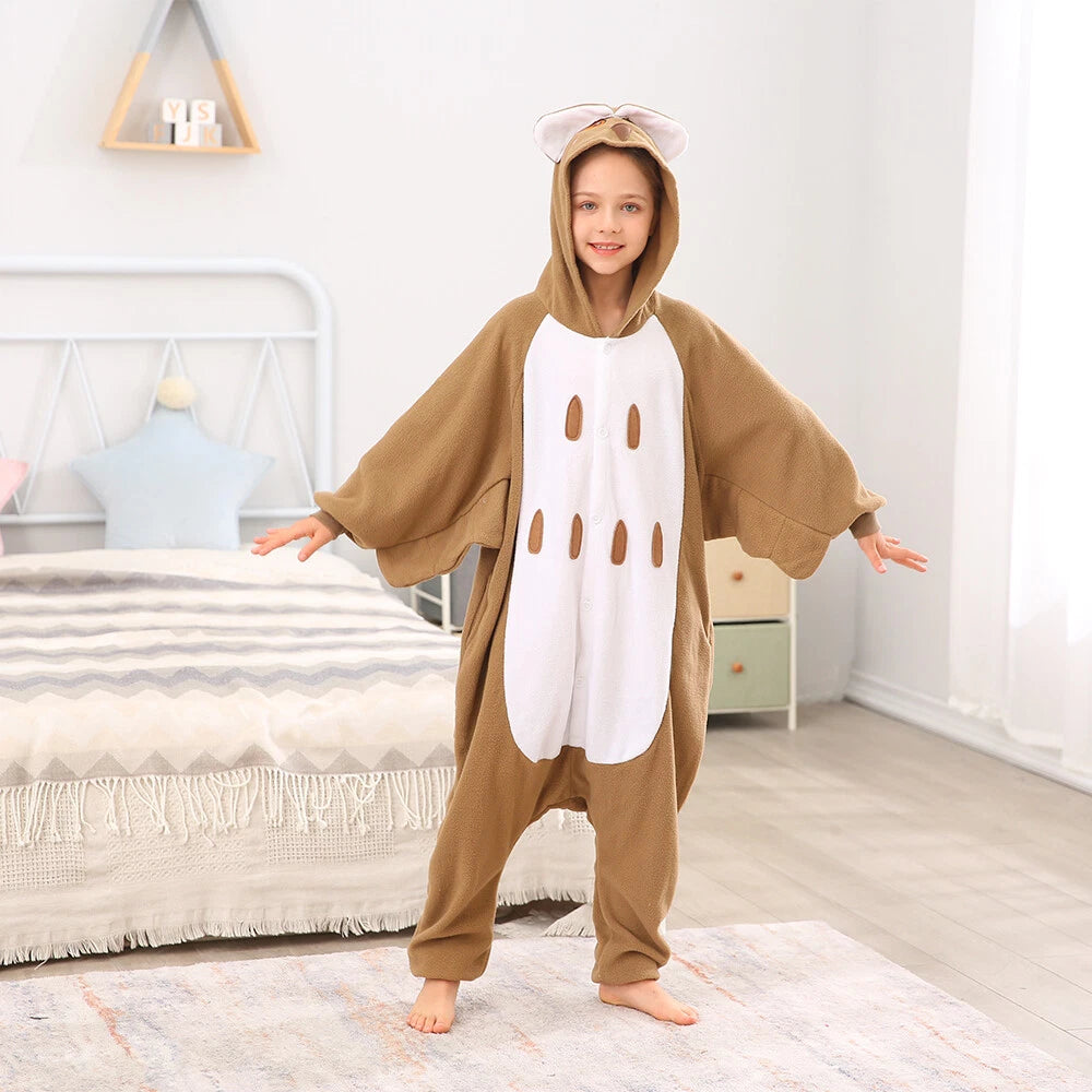 Kids Owl One-piece Pajamas Unisex Cosplay Costumes Winter Soft Warm Sleepwear