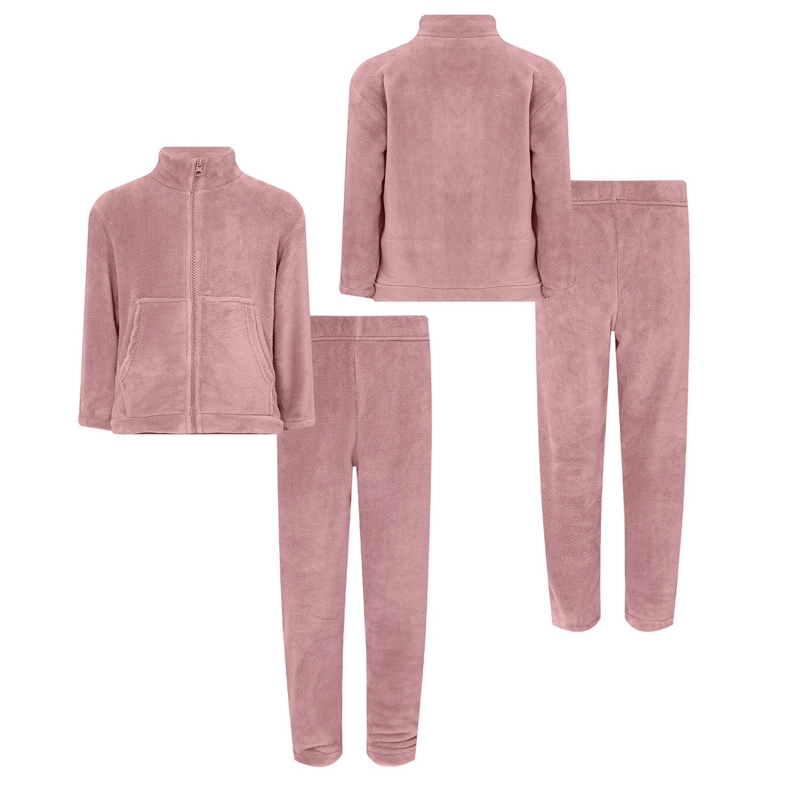 Kids Pajama Set Flannel Nightwear Soft Sleepwear Long Sleeve Homewear Fuzzy