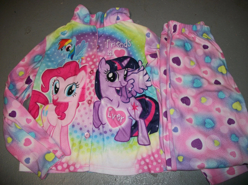 MY LITTLE PONY RAINBOW HEARTS 2 PC FLANNEL FLEECE PAJAMA PJ SET GIRLS SZ L 10 12