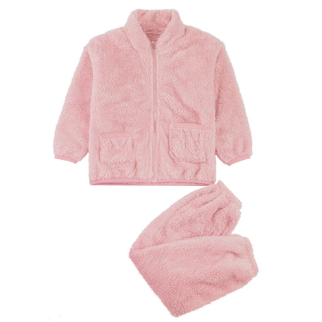 Kids Boys Girls Outfits Warm Homewear Flannel Pajama Set Clothing Sleepwear