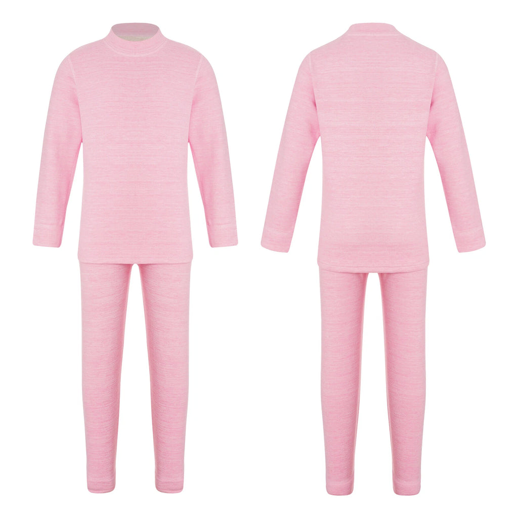 Girls Boys Pajamas Unisex Base Layer Suit Mock Neck Thermal Underwear Set Warm