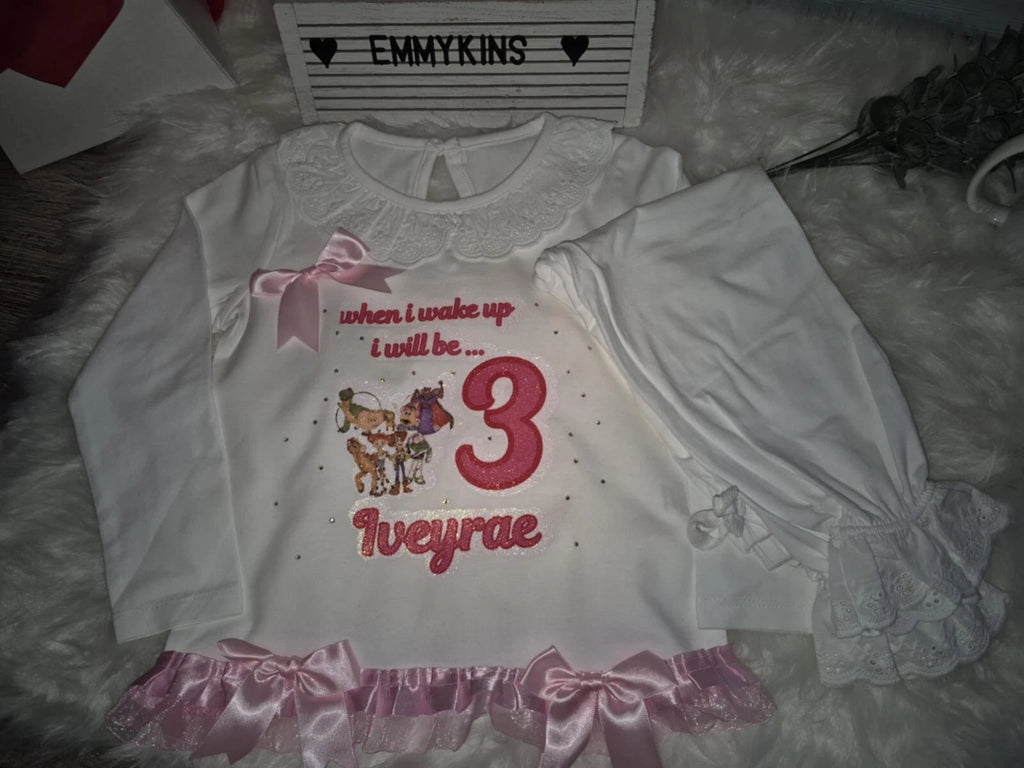 Personalised Birthday Pyjamas Girls When I Wake Up I Will Be  frilly and bows