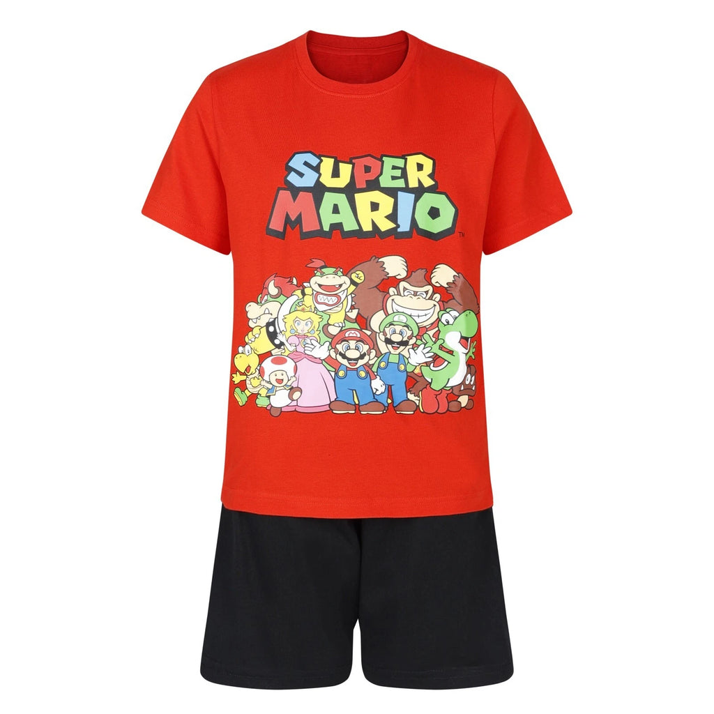 Boys Super Mario Short Pyjamas Sleep Lounge Night Wear PJ Set 7 to 15 Years New
