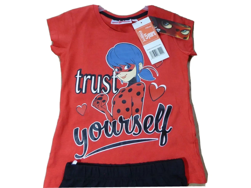 Girls Pyjamas Short Sleeve PJs Miraculous Tales Of Ladybug & Cat Noir PJ 2 Piece