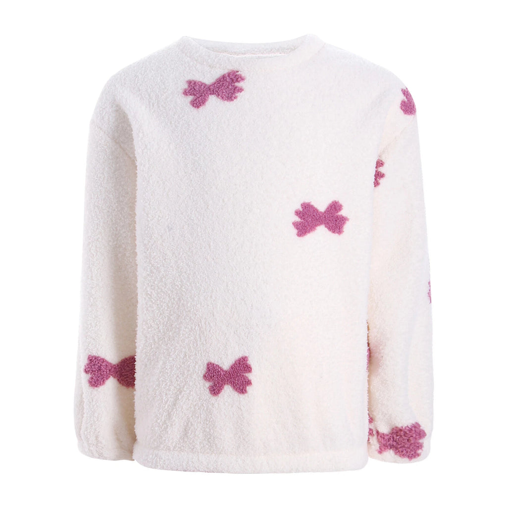 Kids Pyjamas Fleece Nightwear Elastic Waist Pyjama Set Warm 2 Piece-