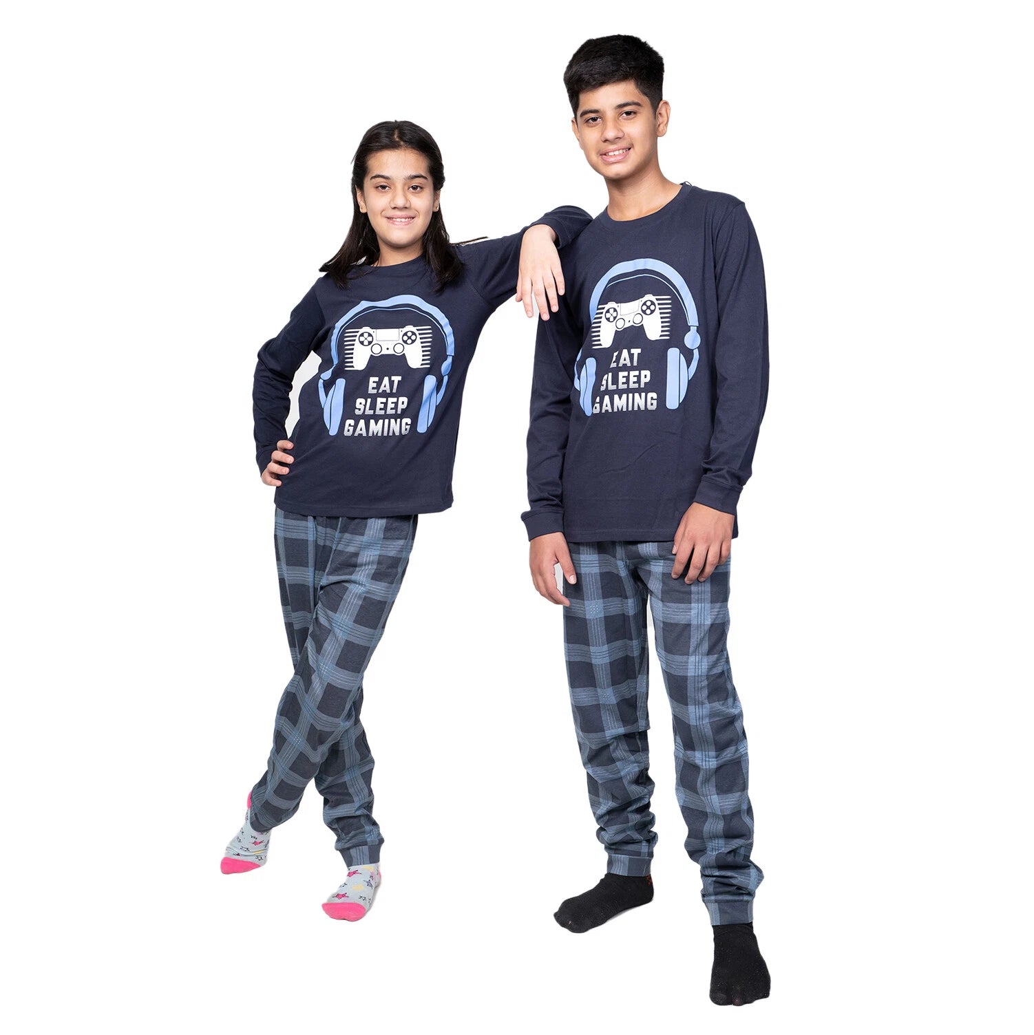 Kids Unisex Boys Girls Long Camo Cotton Gamer Gaming Pyjamas PJ Sets 5-13 Years
