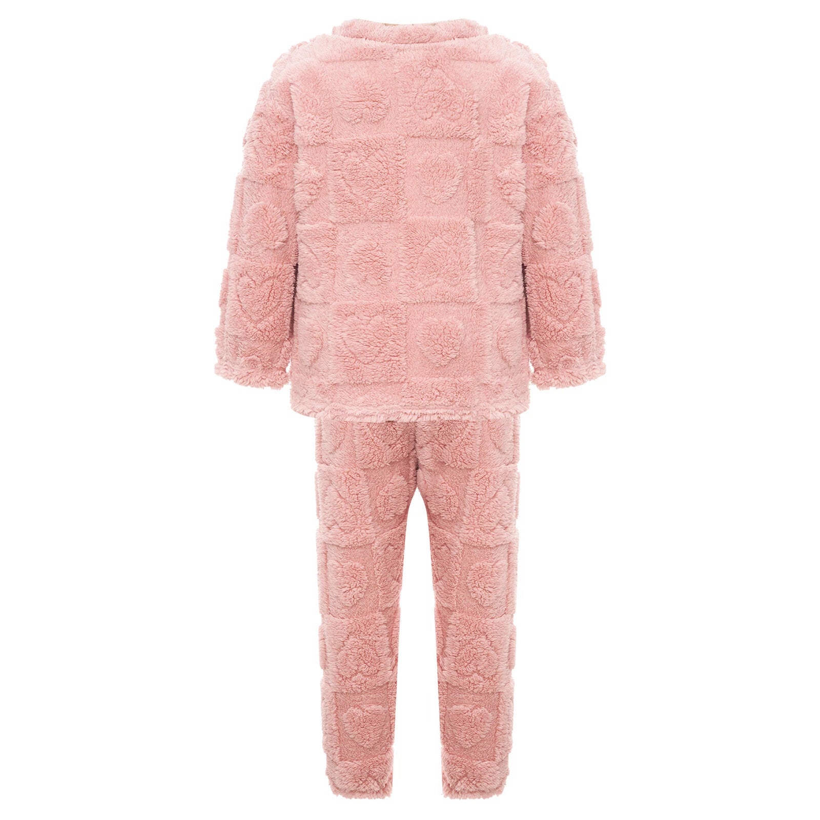 Kids Boys Girls Homewear Round Neck Tops With Pants Solid Color Pajamas Set