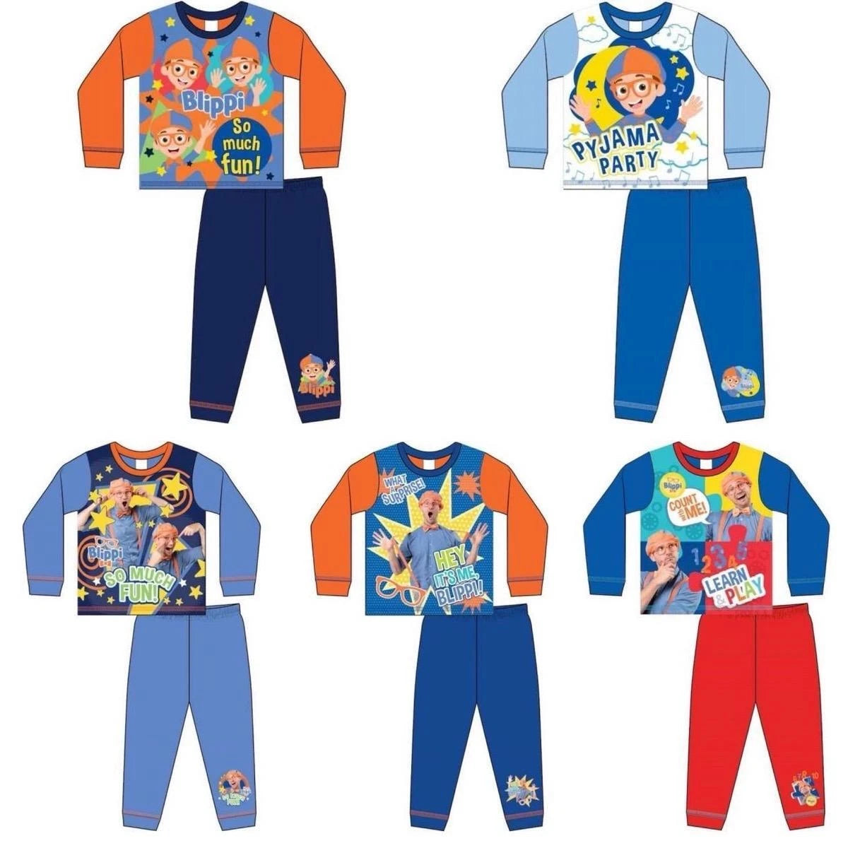 Blippi Pyjamas Pjs Unisex Nightwear Sleepwear Kids Childrens Toddler Character