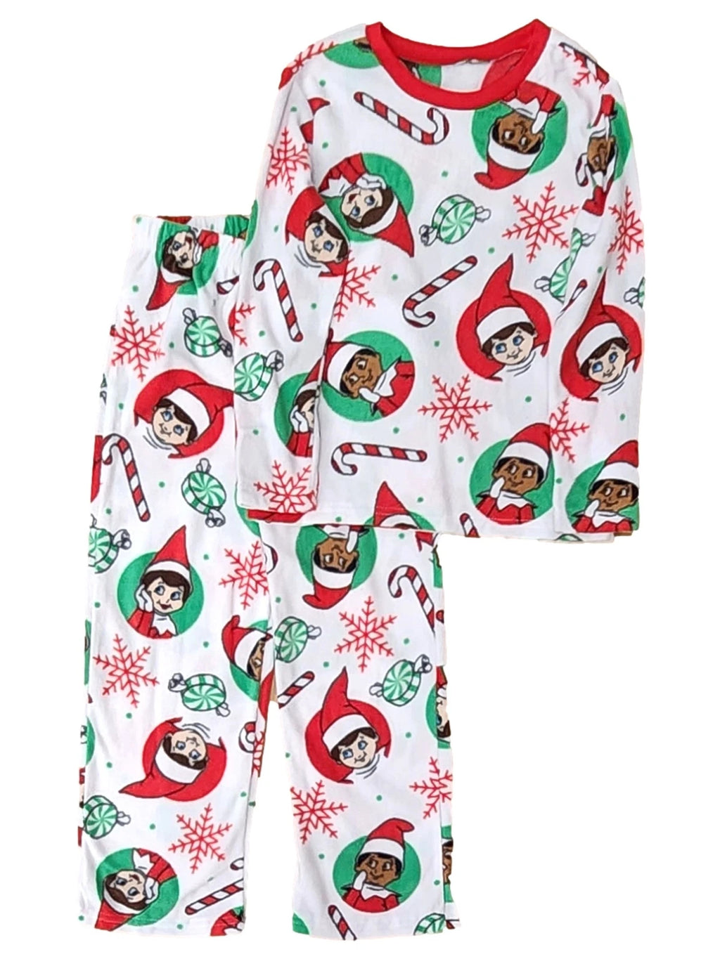 Elf on the Shelf Boys White & Red Fleece Christmas Holiday Pajamas