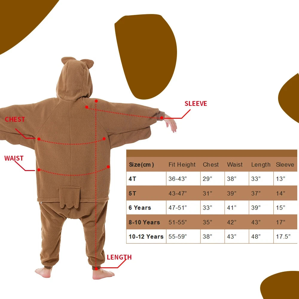 Kids Owl One-piece Pajamas Unisex Cosplay Costumes Winter Soft Warm Sleepwear