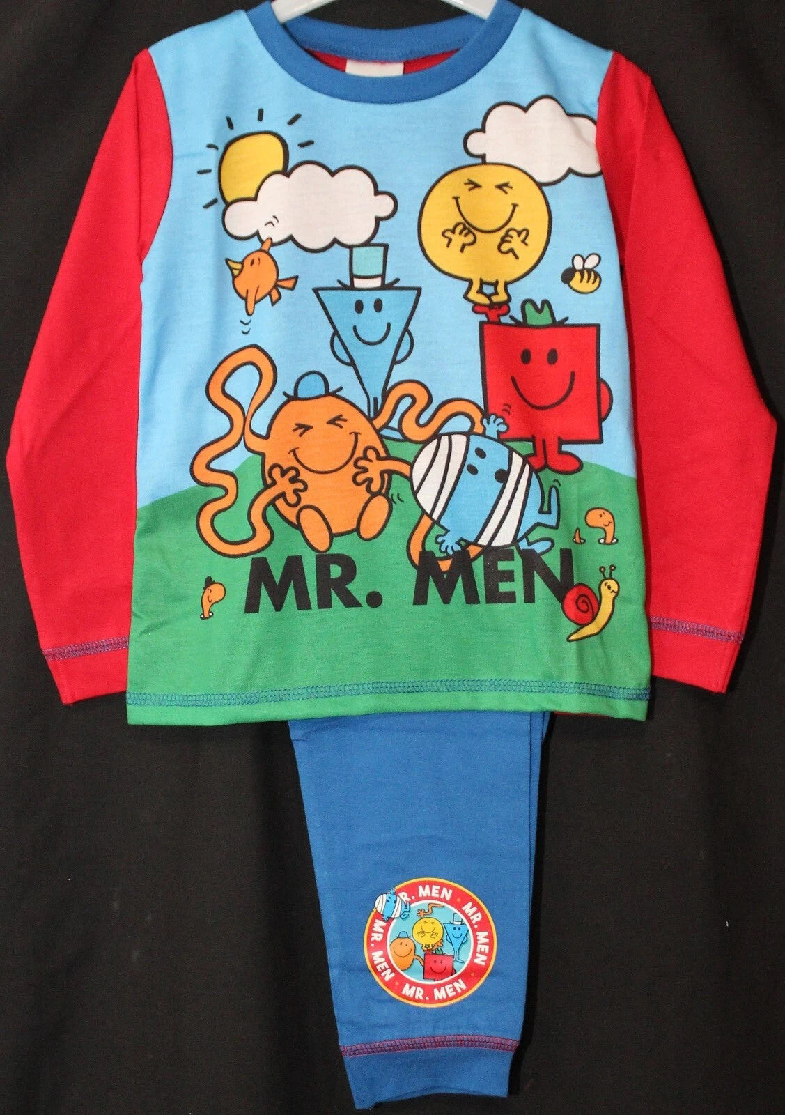 MR MEN Boys Pyjamas/ Red & Blue Long-Sleeved PJs Sizes 18 Months-5 Years