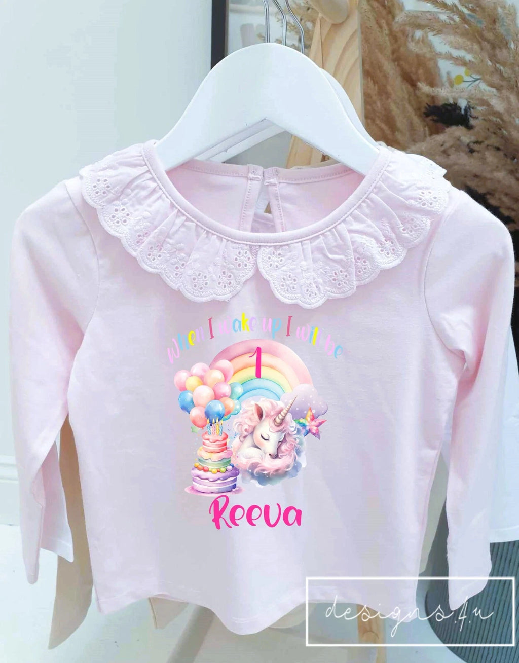 Personalised When I Wake Up I Will Be Age ~ Birthday  Unicorn Cake Frill Pjs