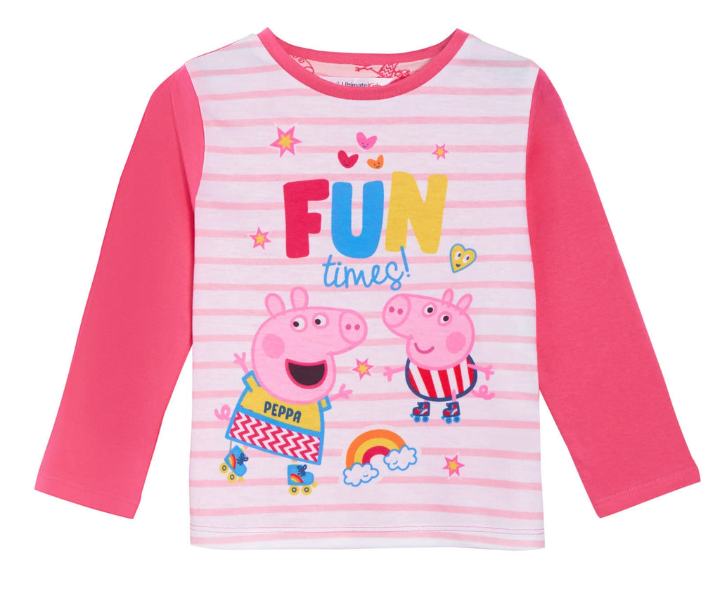 Girls Peppa Pig Pyjamas Kids Luxury Classic Peppa Pink Full Length Long Pjs Set