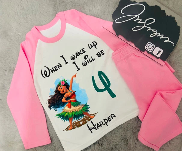 Personalised Moana When I Wake Up Pyjamas Birthday Children's Birthday Gift