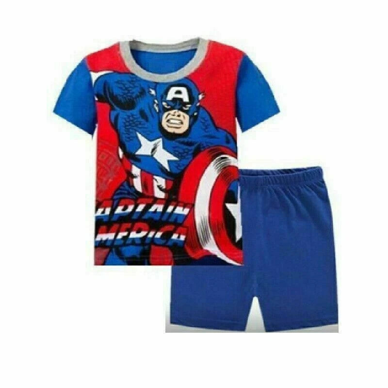 Boys Girls Kids Spiderman Superhero Pyjamas Short Sleeve T-Shirt Shorts PJs 1-6Y