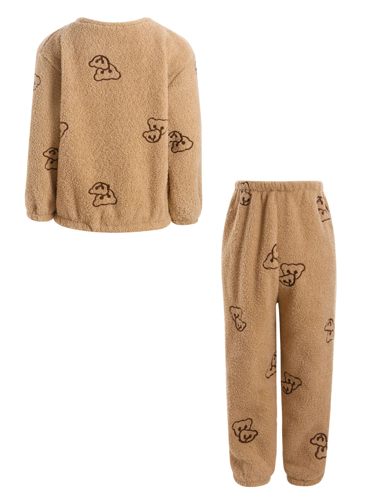 Kids Pyjamas Fleece Nightwear Elastic Waist Pyjama Set Warm 2 Piece-