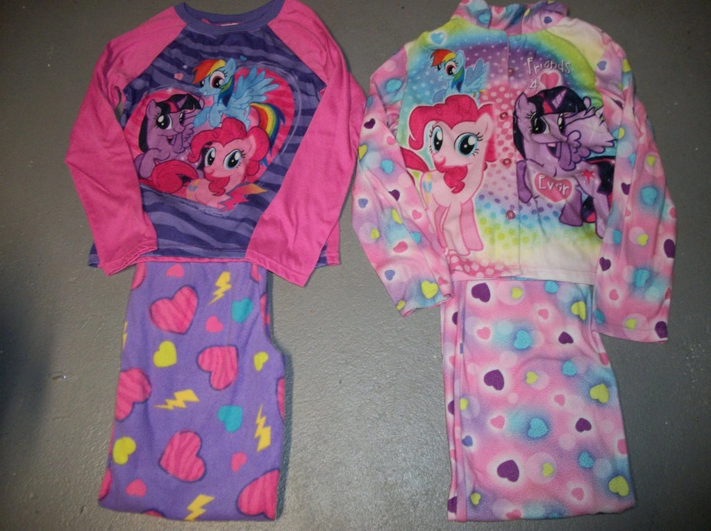 MY LITTLE PONY RAINBOW HEARTS 2 PC FLANNEL FLEECE PAJAMA PJ SET GIRLS SZ L 10 12