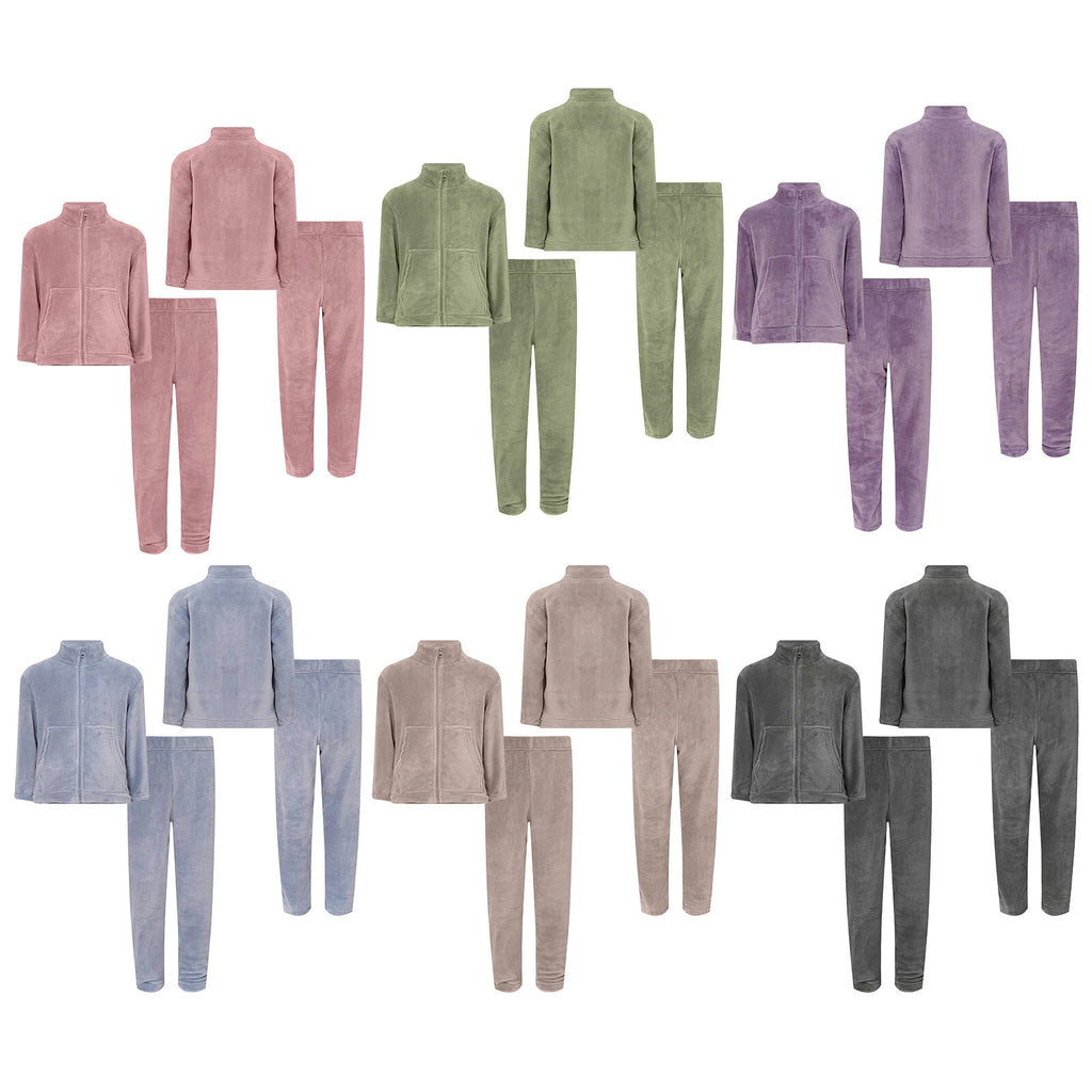 Kids Nightwear Warm Pajama Set Comfy Sleepwear Zipper Homewear 2 Piece Outfits