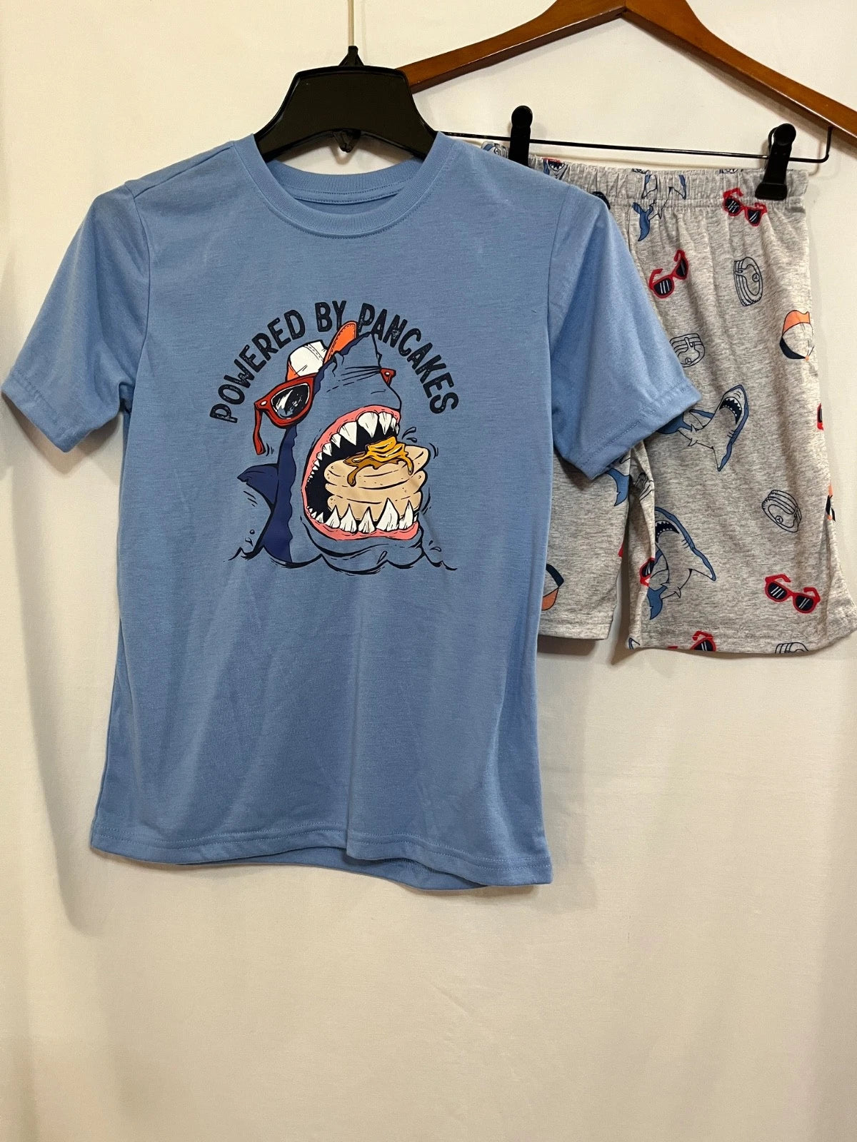 NEW Wonder Nation Boys Shark Blue Short Sleeve Shorts Pajama Set U pick Sizes