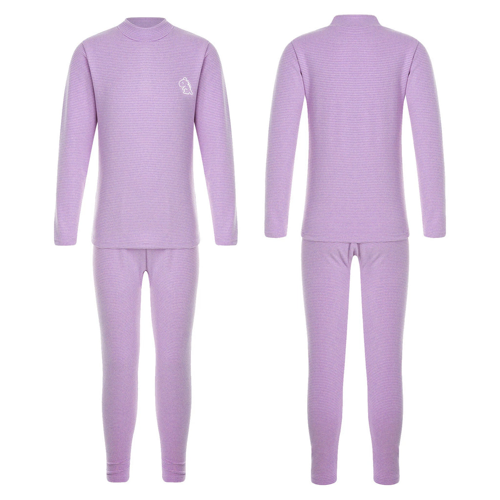 Kids Boys Girls Thermals Sets Pajamas T-shirt And Tights Suit Warm Active Home