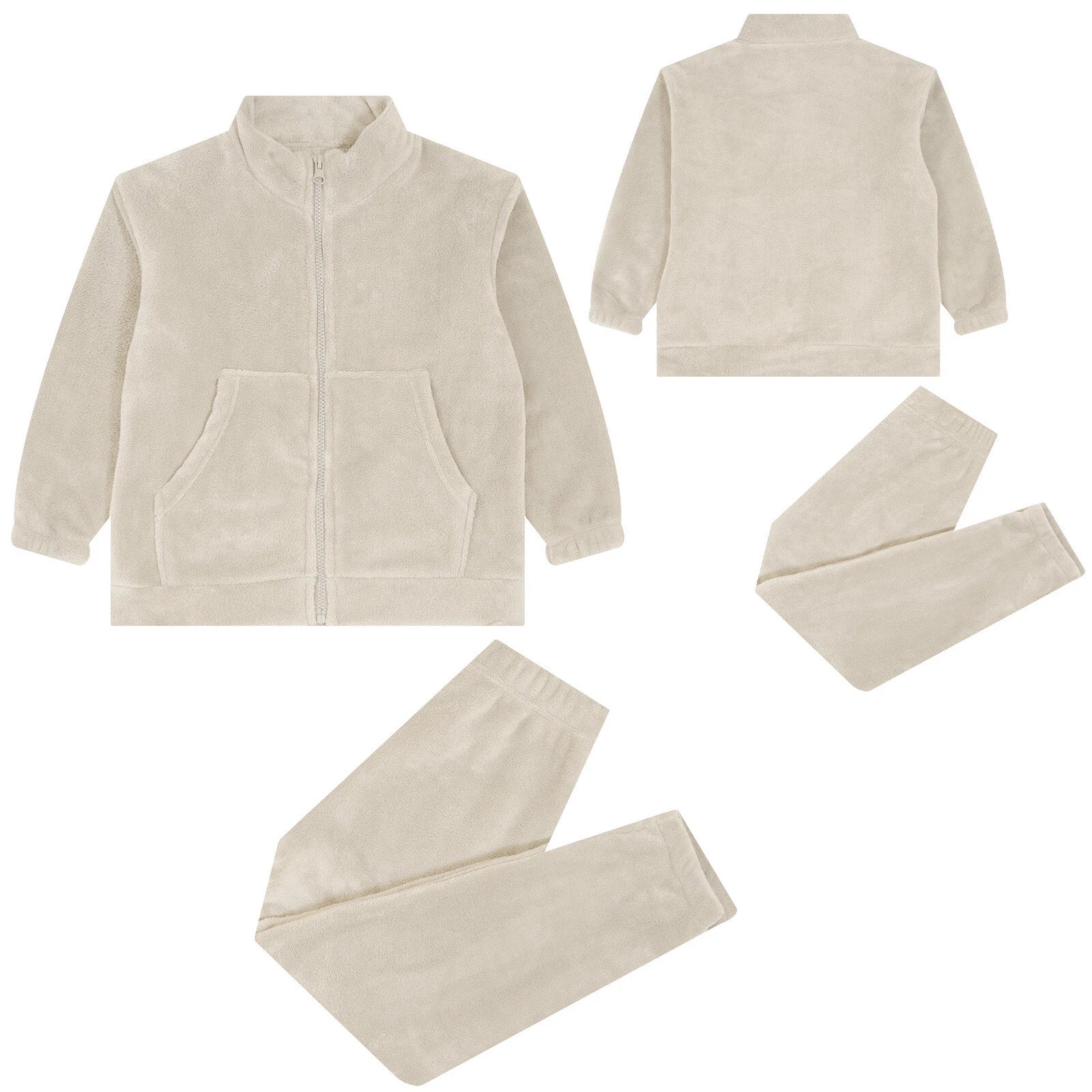 Kids Pajama Set Flannel Nightwear Soft Sleepwear Long Sleeve Homewear Fuzzy