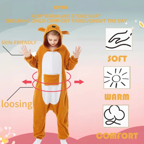 Kids Kangaroo Soft One-piece Pajamas Halloween Christmas Cute Cosplay Costumes