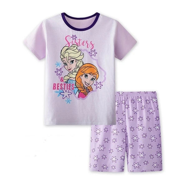 NEW Disney Cartoon Girls Short Sleeve 2-Piece Pajama Set