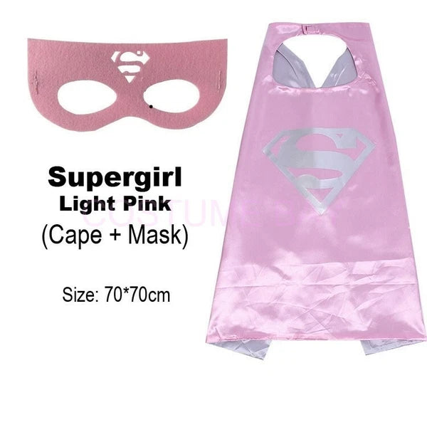 Kids PJ Superhero Cape & Mask Set Boy Girl Superman Spiderman Halloween Costume