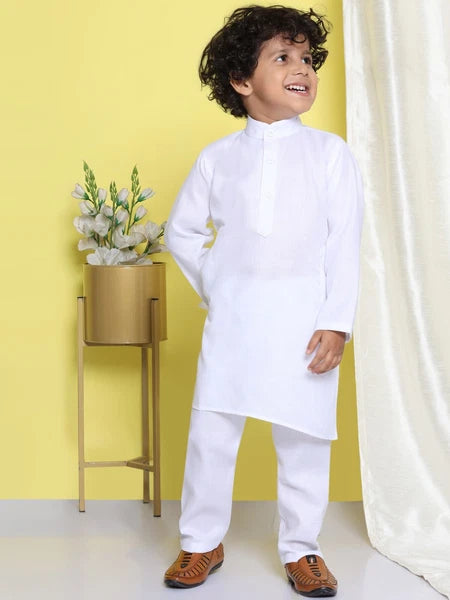 Traditional Wear Kurta Pajama Set Kids Cotton Solid Kurta Pyjama Set For Boys
