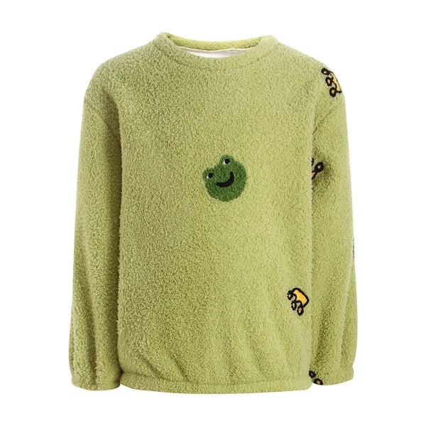 Kids Pyjamas Fleece Nightwear Elastic Waist Pyjama Set Warm 2 Piece-