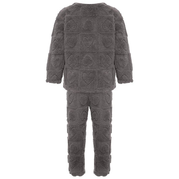 Kids Boys Girls Flannel Suit Unisex Children Pajamas Set Cute Tops With Pants