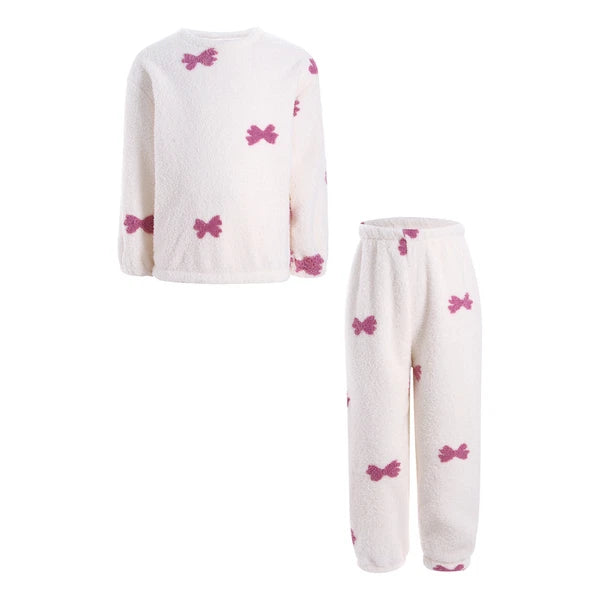 Kids Pyjamas Fleece Nightwear Elastic Waist Pyjama Set Warm 2 Piece-