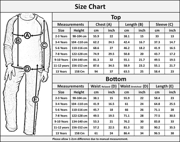 Kids Girls Boys Navay Pyjamas Soft Fleece PJs 2 Piece Flannel Set Lounge Suit