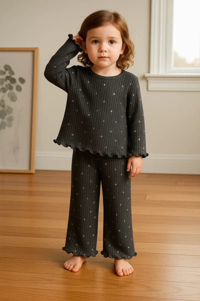 Girls Ex Marks Ribbed Cosy Pyjama's Lounge Set Grey Star Red Floral 1 - 16 Years