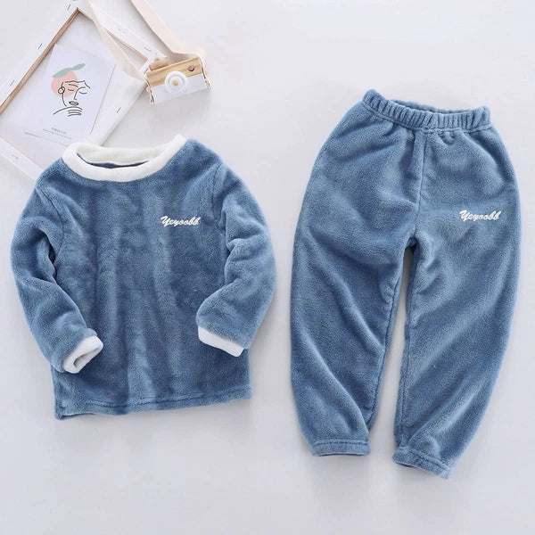 Girls Boys Pajamas Suit Long Sleeve Tops with Pants Sleepwear Winter Nightwear