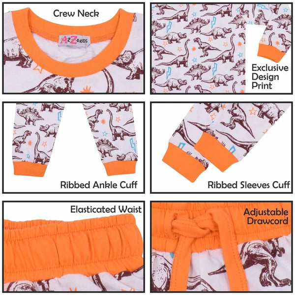 Kids Girls Boys Dinosaur Pyjamas Children 2 Piece Dino Set Lounge Suit