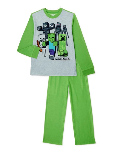 Jurassic Park / Star Wars the Child / Minecraft Boys Flannel Pajama Set 2-Piece
