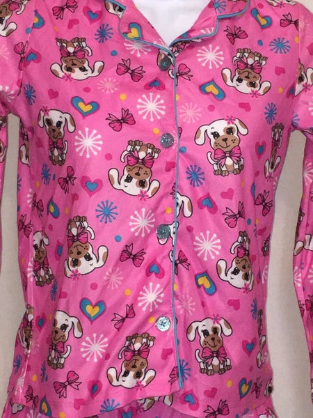 2 PIECE PAJAMA SET GIRLS SLEEPWEAR Lg 10-12 Button up top design style options
