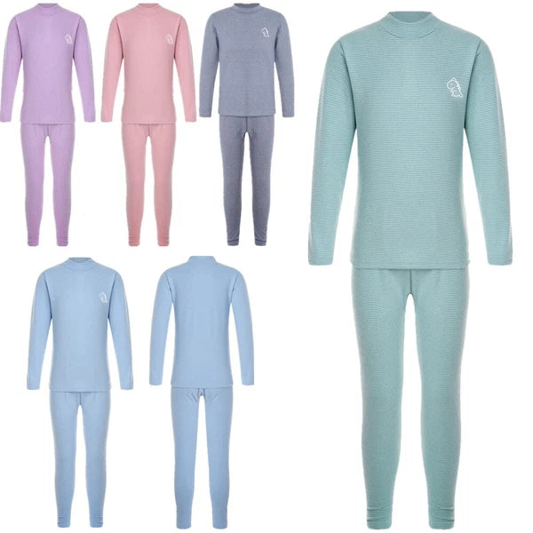 Kids Boys Girls Thermals Sets Pajamas T-shirt And Tights Suit Warm Active Home