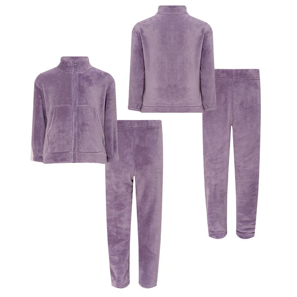 Kids Nightwear Warm Pajama Set Comfy Sleepwear Zipper Homewear 2 Piece Outfits