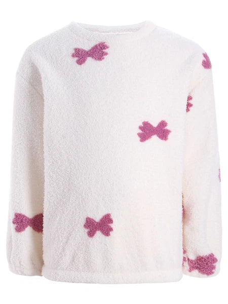 Kids Pyjamas Fleece Nightwear Elastic Waist Pyjama Set Warm 2 Piece-