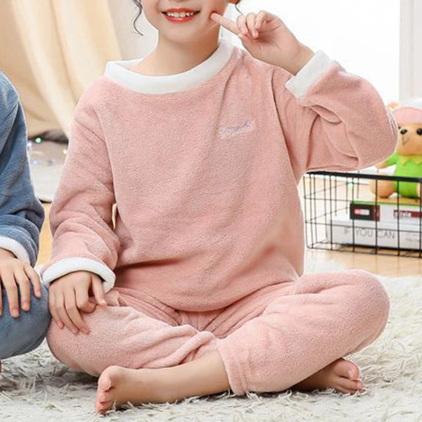 Girls Boys Pajamas Suit Long Sleeve Tops with Pants Sleepwear Winter Nightwear
