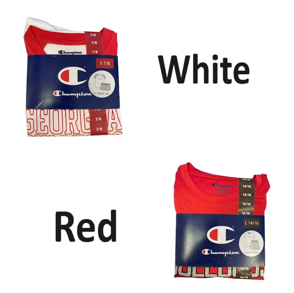 Champion Youth Short Sleeve Georgia Bulldogs 2 Piece Pajama Sleep Set