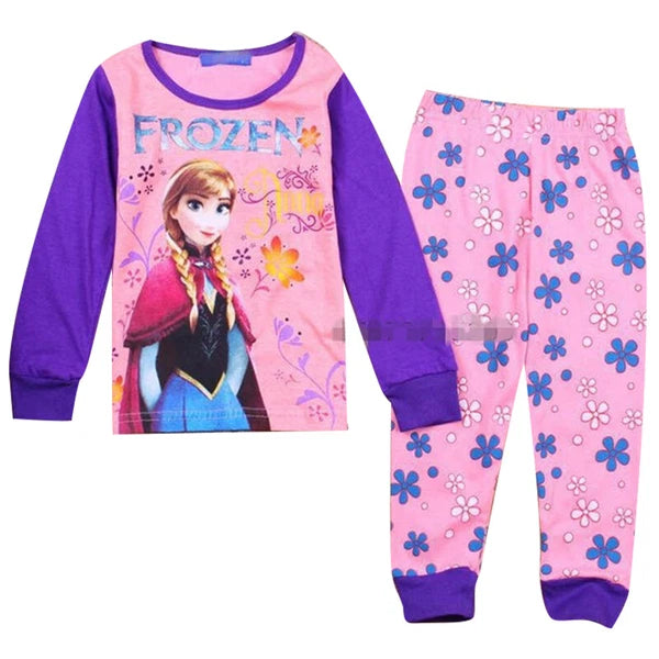 NEW Disney Cartoon Print Girls Long Sleeve 2-Piece Set Pajama