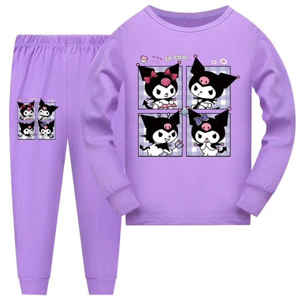 Kids Kuromi Long Sleeves Top+Pants Sleepwear Nightwear PJ'S Set Outfits Gift New