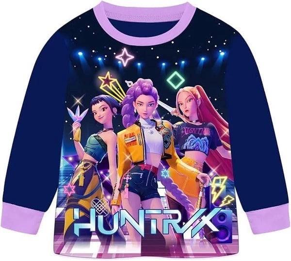 Kids Girls KPop Demon Hunters Cartoon Graphics Printed Pajamas Set Sleepwear