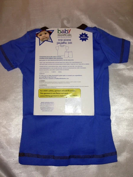 BABY ESSENTIALS TWO PIECE PJ SET  BABY BOY TODLER 100% COTTON