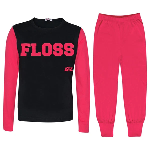 Kids Girls Boys Pyjamas Pink Trendy Floss A2Z Print Loungewear PJS Outfits Sets