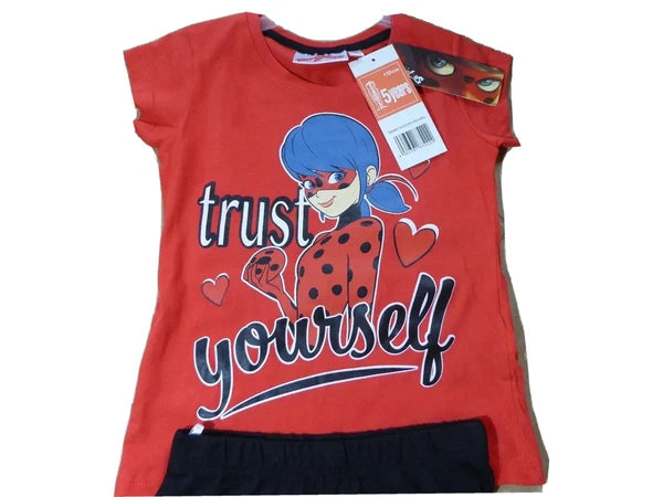 Girls Pyjamas Short Sleeve PJs Miraculous Tales Of Ladybug & Cat Noir PJ 2 Piece