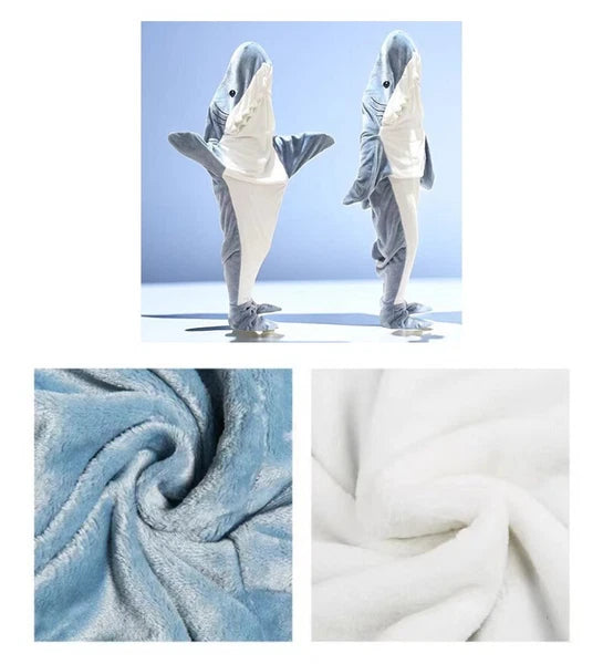 Cute Shark Warm Hoodie Cartoon Pajamas Blanket Sleeping Bag Costume Sleepwear